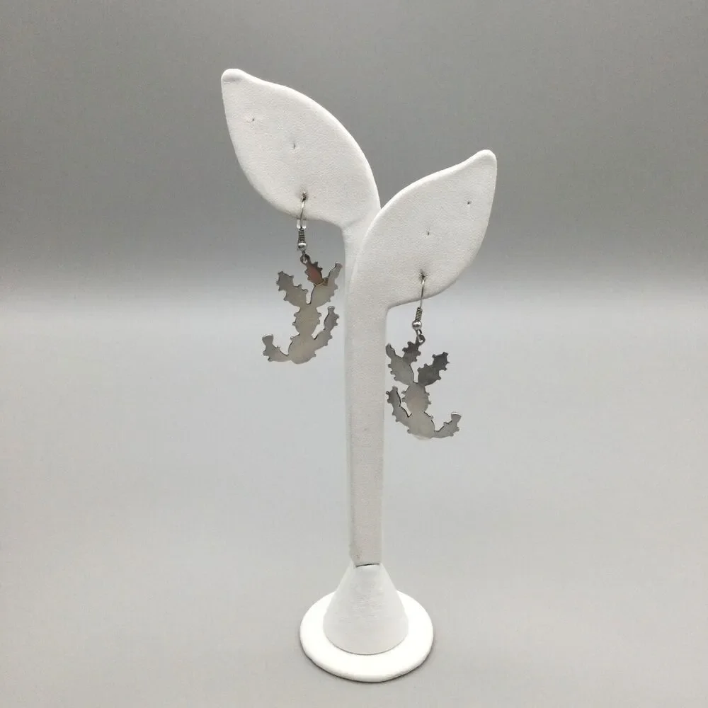 Vtg Trina Badarak Earrings Prickly Pear Cactus Sterling Silver Dangle 1988 7.2g - Picture 3 of 13
